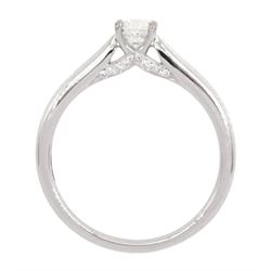 18ct white gold single stone round brilliant cut diamond ring, with diamond set gallery, hallmarked, diamond approx 0.30 carat