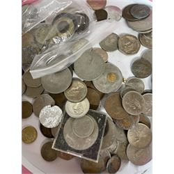 Collection of vintage and later costume jewellery, silver stone set jewellery, coins including Queen Victorian 1887 half crown, two Elizabeth II five pound coins, four 1996 two pound coins etc, WWI war medal, watches including Citizen Eco Drive Skyhawk 