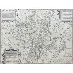 William Smith (British 1546-1618): 'Vigorniensis vulgo Worcestershire comitatus descriptio', 17th century engraved map, pub. Peter Stent c1603, 35cm x 46cm