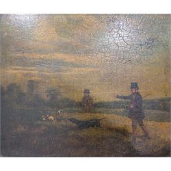English School (18th/19th century): Two Gentlemen Hunting with Their Hounds, oil on board unsigned 25cm x 30cm