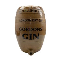  Stoneware barrel by George Skey, Tamworth with later stencilled lettering 'Gordons Gin' H54cm 