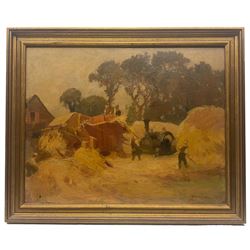 George Harrison (York 1882-1936): Haymaking, oil on board signed and dated 1934, 37cm x 47cm