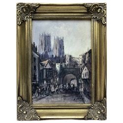 Colin Russell (British 1932-2009): York with View of Minster, oil on canvas signed 16cm x 12cm