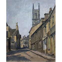 Jack Crosland (Northern British 20th century): 'Honley West Yorkshire' and 'Church Street Honley West Yorkshire', pair pastels signed, inscribed verso max 45cm x 37cm (2)
