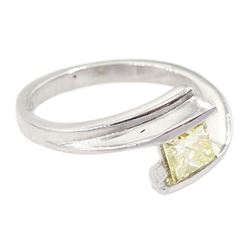 Platinum single stone princess cut fancy yellow diamond ring, hallmarked, diamond approx 0.60 carat
