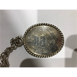  18th Century silver oval medallion inscribed 'To Major Sir Richard Worsley for services 1778', the reverse inscribed 'South Coxheath Battalion, Hampshire Militia', 5.5cm x 4.75cm in a rope twist frame.  Sir Richard Worsley (1751-1805) Politician and noted collector of Antiquities.  Involved in a scandal regarding his wife which became the subject of a Gillray cartoon and a noted court case.  