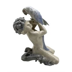 Royal Copenhagen figure 'Fawn and Parrot' no. 752, designed by Christian Thomsen, H18cm 