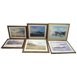 Keith Woodcock - Artist signed print of a Lancaster bomber 'On Finals for Christmas' and five other prints of military aircraft (6)