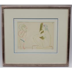 Pablo Picasso (Spanish 1881-1973): 'La Comedie Humaine', colour lithograph pub. Mourlot, Paris 1954, 24cm x 31cm 
Provenance: with Hornseys Ripon, label verso