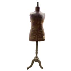 Levine, London and Paris - dress makers mannequin, raised on turned column leading into three splayed supports H153cm