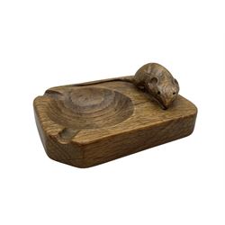 'Mouseman' oak ashtray, with carved mouse signature, by Robert Thompson of Kilburn, L10cm