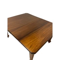 20th century walnut and oak extending dining table, the rectangular extendable top with chamfered corners, raised on square tapering supports terminating in castors