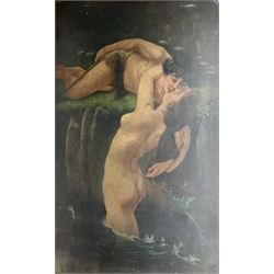 Italian School (19th century): The Kiss of the Siren and Shepherd, oil on canvas unsigned 127cm x 76cm (unframed)