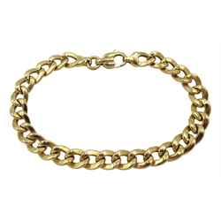 14ct gold flattened curb link bracelet stamped 585, approx 14.23gm