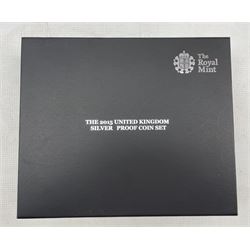 The Royal Mint United Kingdom 2015 silver proof thirteen coin set, boxed with certificate