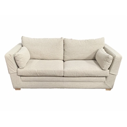  Multi-York three seat sofa upholstered in natural linen fabric, W210cm, H72cm, D101cm  