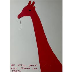 David Shrigley OBE (British 1968-): 'He Will Only Eat Squid Ink Pasta', offset lithographic poster 79cm x 59cm