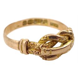 Edwardian 9ct rose gold textured and polished knot ring, Birmingham 1904, maker's mark KBS