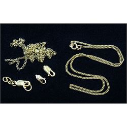 Gold necklace and other gold links, all 9ct hallmarked or tested, approx 7.8gm