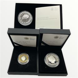 The Royal Mint United Kingdom 2008 'Queen Elizabeth I' silver proof five pounds, 2008 'The 4th Olympiad London 1908' silver proof two pounds and a brilliant uncirculated 2020 one ounce Britannia silver coin, all cased with certificates