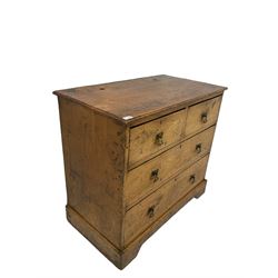 Early 20th century ash chest of drawers, the projecting top over two short and two long drawers, raised on bracket supports 