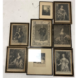Two artist signed etchings and six 18th Century portrait engraving