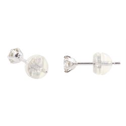 Pair of 18ct white gold round brilliant cut diamond stud earrings, total diamond weight approx 0.20 carat