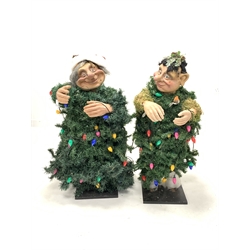 Pair of Animatronic display figures dressed as Christmas themed characters, H100cm approx