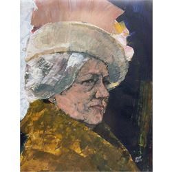 Neville Swaine (Yorkshire Contemporary): The Queen Mother, oil on card signed 43cm x 33cm