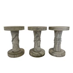 Circular marble garden table with six marble stools 