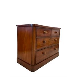 19th century mahogany chest of drawers, fitted with two short and two long drawers, raised on a plinth base 
