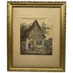 JC Janson (British 19th century): Farmhouse Scene, watercolour signed 31cm x 27cm