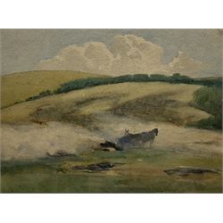 Fred Stratton (British 1870-1960): Ploughing Landscape, watercolour signed and dated '23, 26cm x 35cm