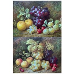Robert Caspers (British 20th/21st century): Still Life of Fruit, pair oils on panel, housed in heavy gilt frames 19cm x 24cm (2)