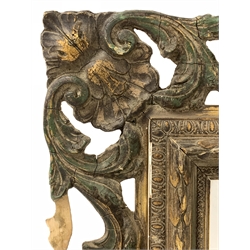  Early 20th century Irish gilt framed wall mirror, with scrolled acanthus leaf and shell motifs to border centred with a bevelled plate, 90cm x 111cm  