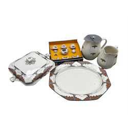 Doll's cased tea set, Crown Ducal Orange Tree platter and tureen etc 