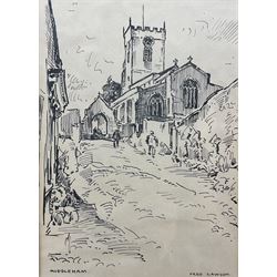 Frederick (Fred) Lawson (British 1888-1968): 'Middleham', pen and ink signed and titled 25cm x 18cm