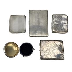 Engine turned silver cigarette case Birmingham 1944, three other silver cigarette cases and a silver ring box (5)