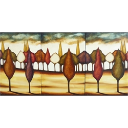  Beal (British Contemporary): Abstract Forest, triptych oils on canvas each 60cm x 40cm (3) (unframed)  