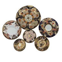 Group of late 19th and 20th century Royal Crown Derby Imari pattern plates and saucers, D23cm and smaller (6)