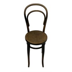 Early 20th century French bentwood bistro chair (W32 H91); and carved oak spinning chair, heptagonal seat (W32 H83)