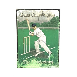 Late 20th century Bass Charrington, 'The Cricketers' pub sign, 127cm x 92cm