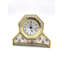 Royal Crown Derby 'Royal Antoinette' pattern mantel clock 10cm x 13xm