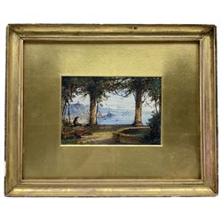 Gabriele Carelli (Italian c.1820-1900): View from Villa of the Amalfi Coast, watercolour signed 12cm x 17cm