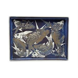 Inge Lise Koefoed for Royal Copenhagen Aluminia, stoneware fish wall plaque, numbered 164/2912, 30.5cm x 20.5cm 