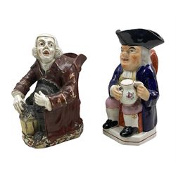 19th century Staffordshire pottery Toby Jug modelled as The Night Watchman and another (2)
