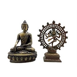 Two 20th century Tibetan style bronze deities, H21cm max (2)