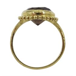 9ct gold smoky quartz ring, hallmarked
