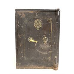 Vintage 'Fire resisting' safe, with stencilled gilt painted detail and one drawer to interior W49cm