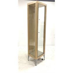 Contemporary display cabinet, illuminated interior fitted with three glass adjustable shelves 